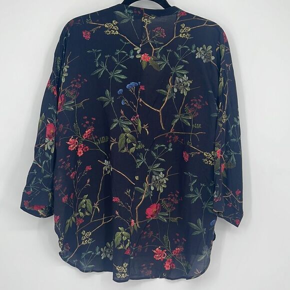 ZARA Woman Multicolored Floral Roll Sleeve Loose Fit - Picture 7 of 9